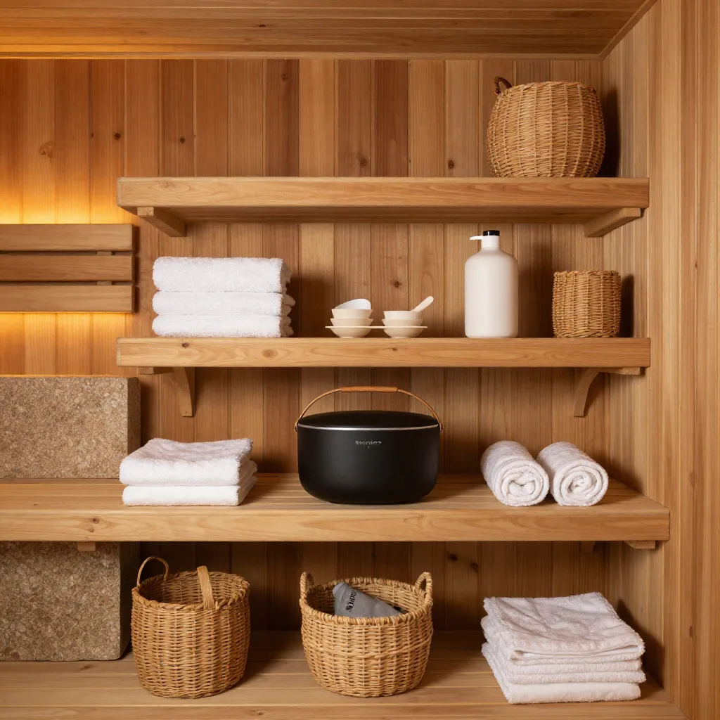 Linen sauna towels in earth tones